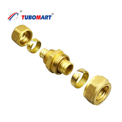 Acessórios de compressão de Pex em latão, revestidos com cromo, de camadas múltiplas, acessórios para tubos de água de Pex