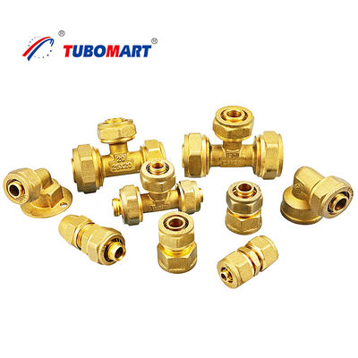 Fittings de compressão de latão Pex Crimp desmontáveis para tubos de água multicamadas Pex