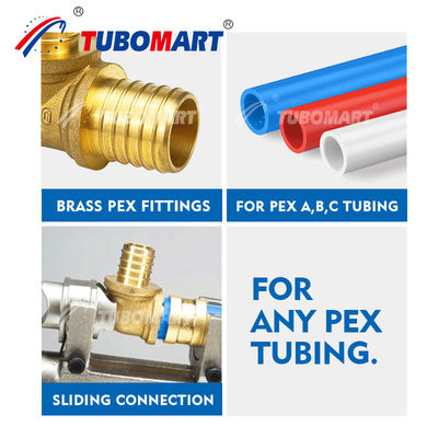 1/4 3/8 1/2 3/4 polegadas Pex Sliding Fitting Brass Natural Cor PEX Tubo Fitting