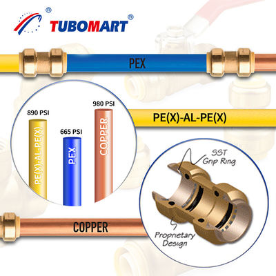 Aquecimento hidráulico PN10 PN16 Pex Push Fittings Nickel Plated Push To Connect Fittings