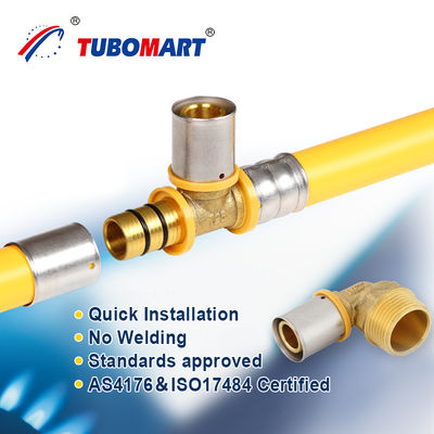 Tubomart Fornecimento de gás PEX Al PEX Tubo composto Laser Materiais de encanamento Amarelo Personalizado por rolo PEX Tubo de gás