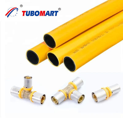 Instalações OEM de PEX Amarelo Sistema de Encanamento de Gás de Latão 16-32MM Instalação de Prensa PEX de Soquete Igualitário