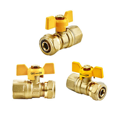 SAI GLOBAL AS4617-2004 válvula de esferas de latão com certificado SAI e manilha de cor amarela