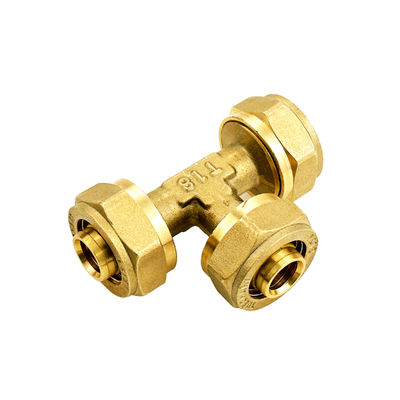 Acessórios de compressão para tubos de pex forjados a máquina em latão amarelo ou acabamento revestido de níquel