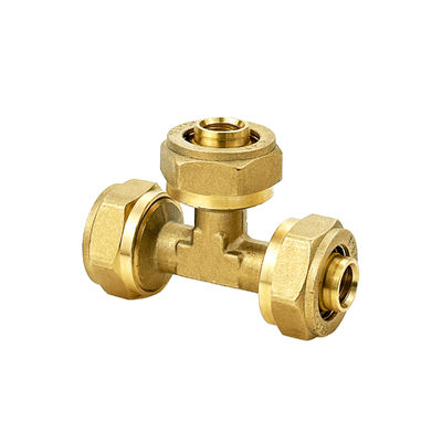 OEM PEX AL PEX Tubo de gás Adaptador de acoplamento de latão Socket Plumbing Tubo Fittings Almofada Tee Fittin de compressão