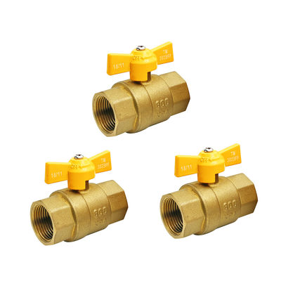 Todos os tamanhos padrão personalizados Yellow Gas Pipe Gás válvula com opções de cor Butterfly Handle