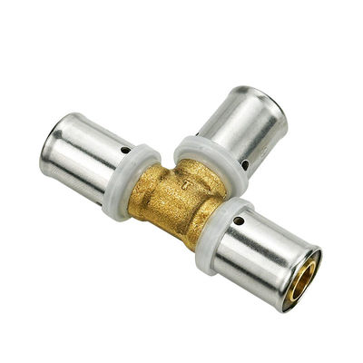 Instalação de tubulação Homem Tee Presses de latão Multilayer Pex Pert Presses de tubulação para aquecimento Sistema de marca d'água