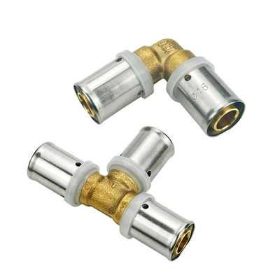 Amostra grátis Brass Crimp Pex Fitting 3/4 polegada PEX Conector de encanamento Cotovelo Tee União Adaptador PEX Tubos Fittings para gás