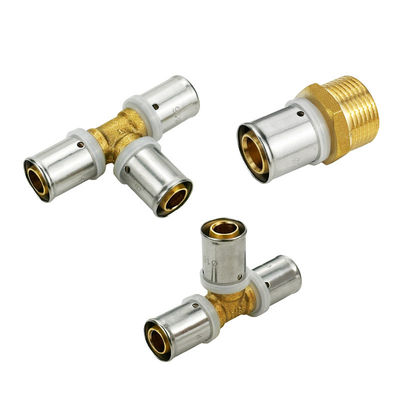 OEM 1/2 polegada PEX Brass Fitting PEX Press Fitting 3/4 polegadas Equal Tee para Pex tubo de aquecimento subterrâneo