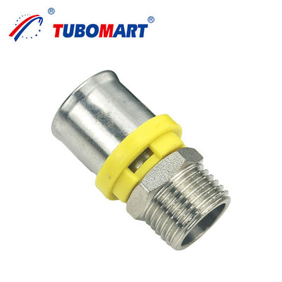 Tubomart CW614N Acessórios para tubos de gás 1/4-4' PN25 Acessórios para prensas PEX Amarelo Equal Acessórios de gás de cotovelo