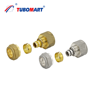Conexões de latão com rosca Tubomart OEM para tubos multicamadas PEX AL PEX, conexões de compressão de água e gás para encanamento