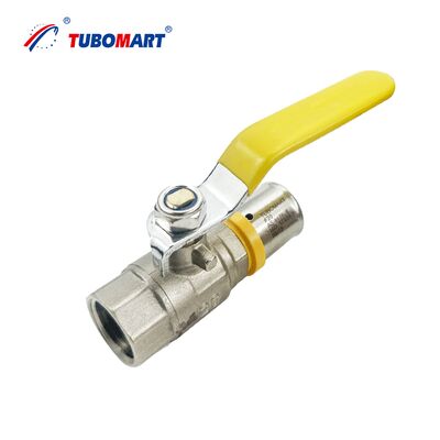 Conexões de latão prensadas, válvulas de esfera prensadas para tubos multicamadas Pex Al Pex Processo Forjado ISO17484 ISO9001 Controle de Fluxo de Gás de Precisão Certificado